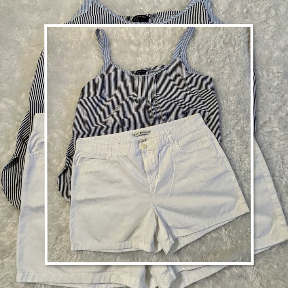 TOMMY HILFIGER WOMENS WHITE COTTON CARGO SHORTS 16